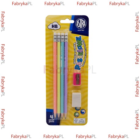 Zestaw ołówków pastelowych ASTRA z gumką i temperówką