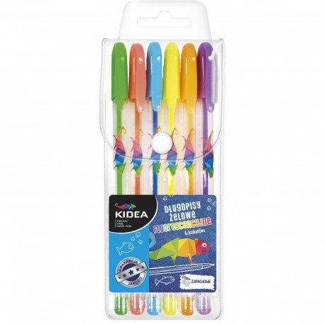 Długopisy żelowe fluorescencyjne KIDEA 6 kolorów
