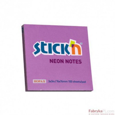 Notes Samoprzylepny 76mm x76mm Fioletowy Neonowy (12) 21210 Stick'n