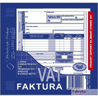 Faktura VAT MICHALCZYK I PROKOP 2/3 A5 80 kartek